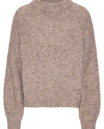 -view Strik Patrisia Solid Knit Pullover Brown