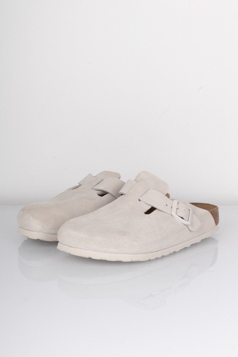 Birkenstock Sandal Boston Suede Leather Antique White