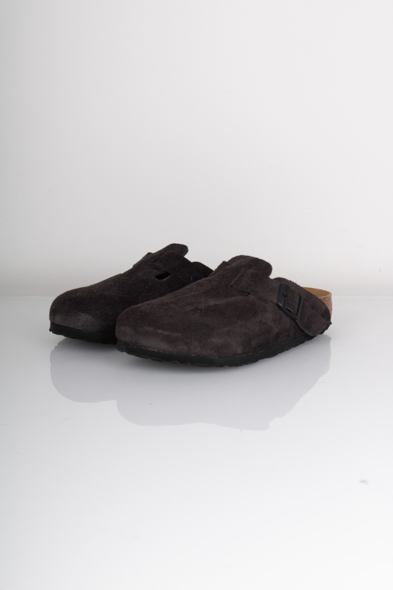 Birkenstock Sko Boston Suede Leather Velvet Grey