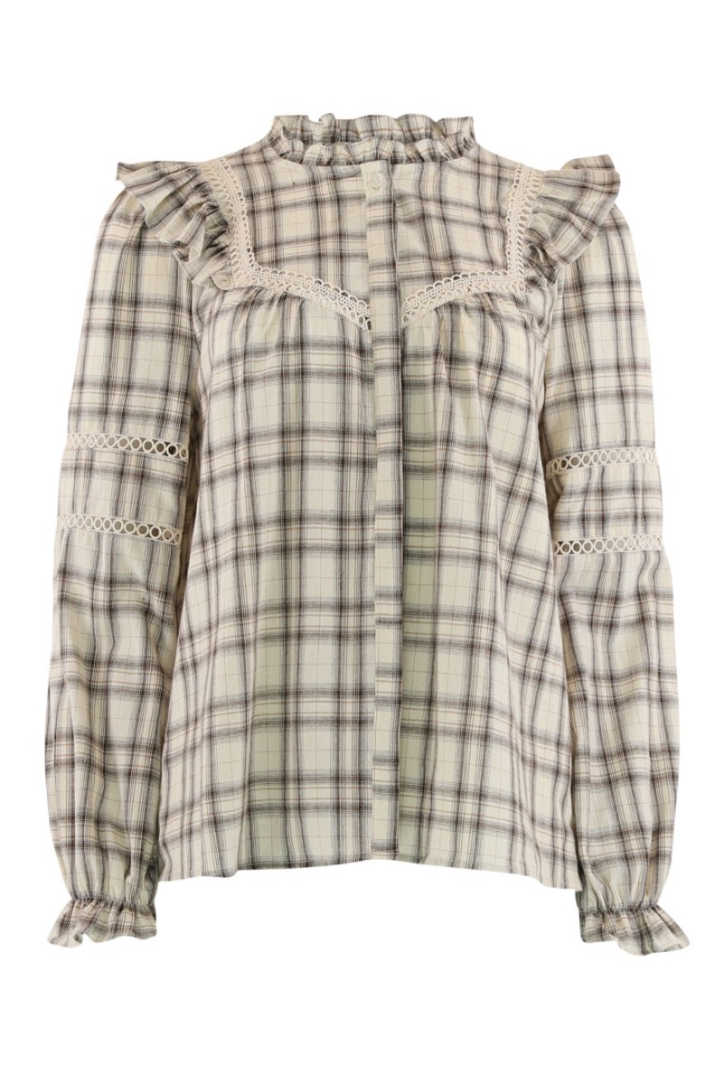 Continue Bluse Bodil Sand Checkered