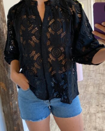 Continue Bluse Sia Big Lace Black