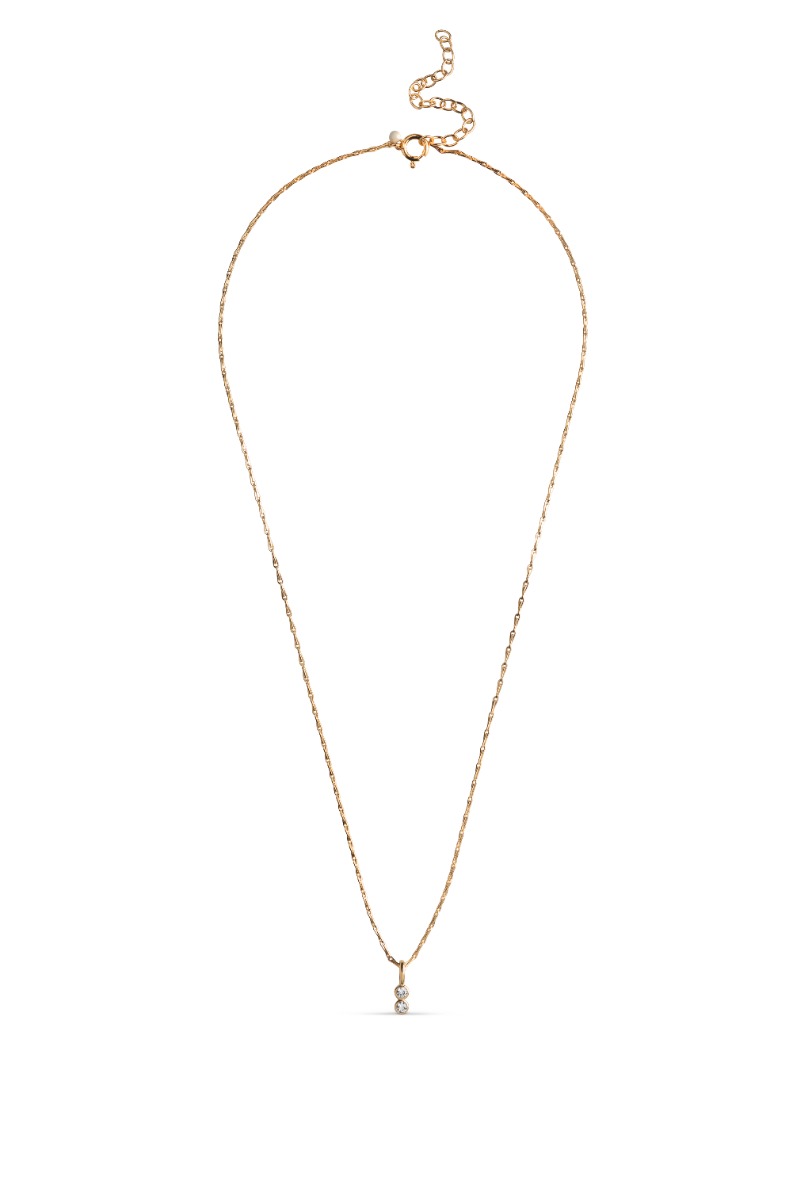Enamel Halskæde Necklace Twin Cz Clear Cz Gold