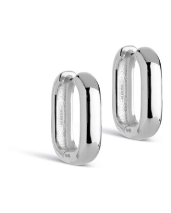 Enamel øreringe Square Hoops 18 Mm Sølv
