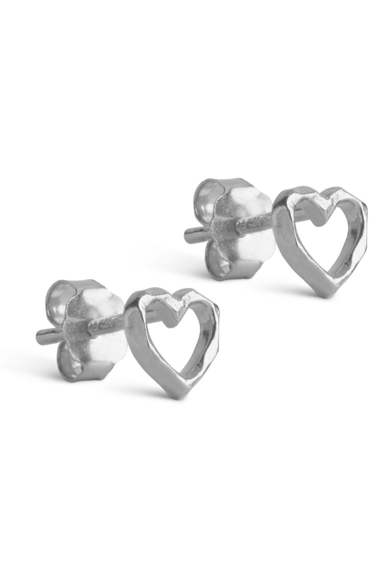 Enamel øreringe Studs Organic Heart Silver