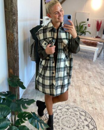 Global Funk Vest Maline Tekla Creme Green Check