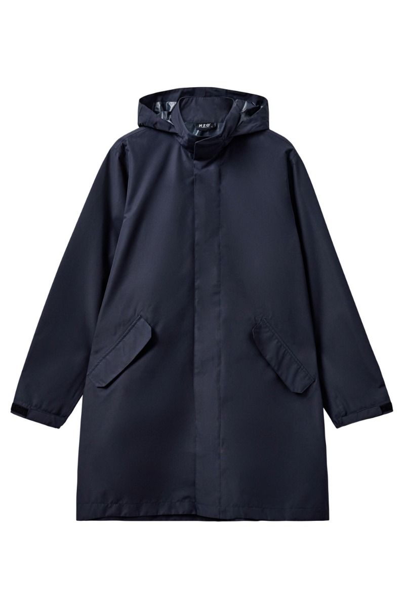 H2o- Regnjakke Basic Rømø Lw Rain Long Jacket Navy