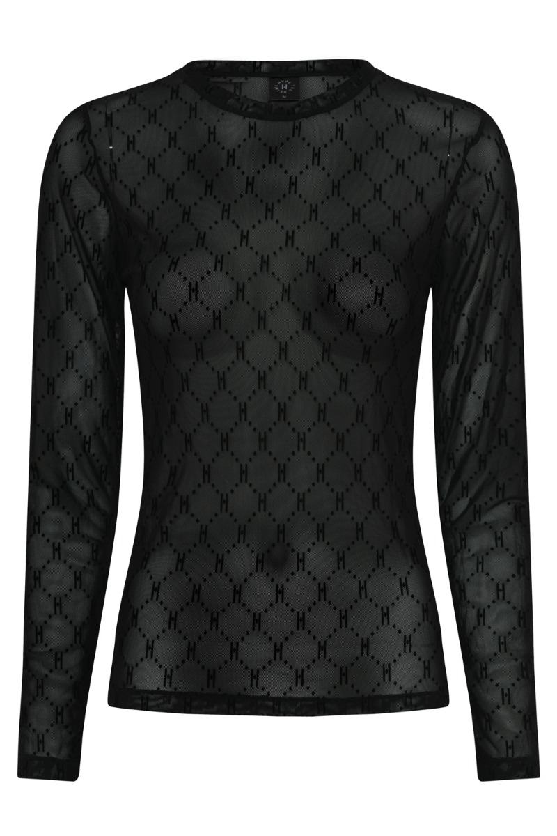 Hype The Detail Bluse Logo Mesh Blouse Sort
