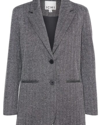 Ichi Blazer Kate Jacquard Oversize Bl Black White Herringbone