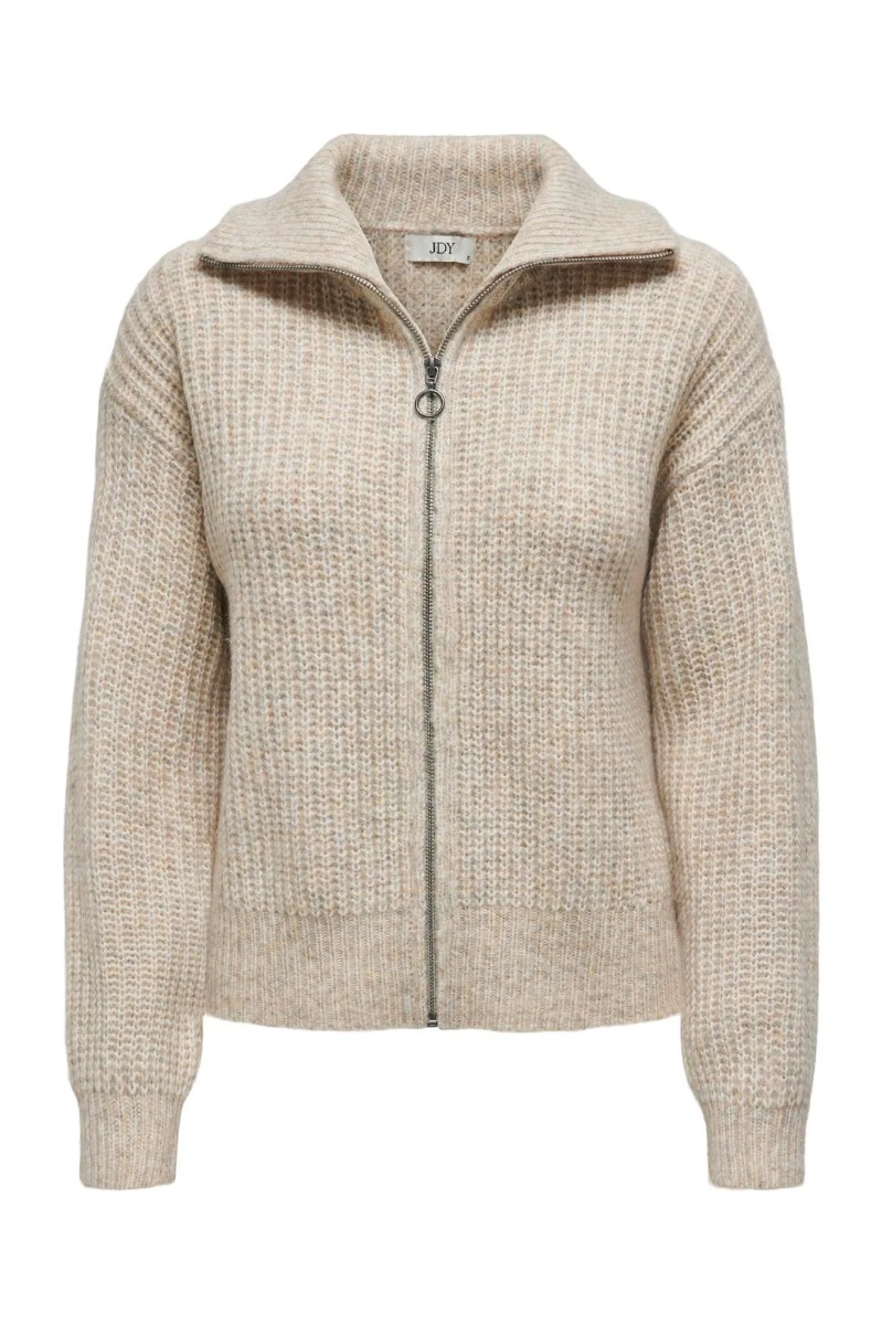 Jdy Cardigan Jdy Silja Zip Cardigan Oatmeal Melange