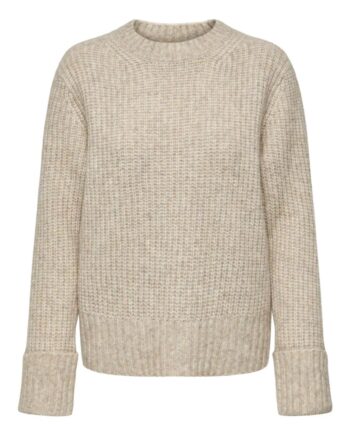 Jdy Strik Jdy Silja      -neck Short Pullover Oatmeal Melange