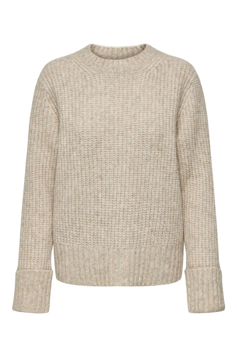 Jdy Strik Jdy Silja -neck Short Pullover Oatmeal Melange