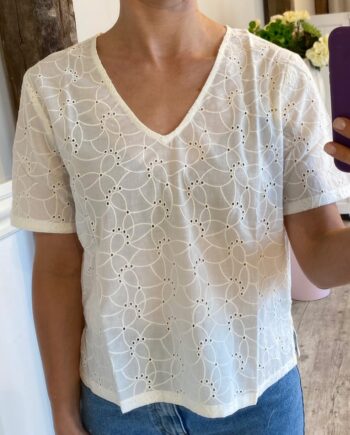 Jdy Top Flora      -neck Top Cloud Dancer