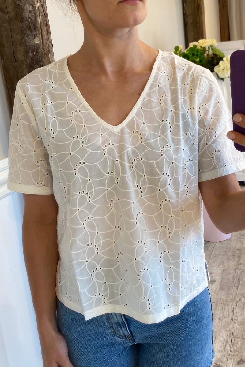 Jdy Top Flora -neck Top Cloud Dancer