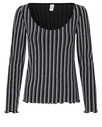Mads Nørgaard Bluse Glitter Jersey Lara Top Glitter Stripe Silver