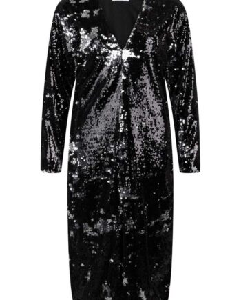 Mads Nørgaard Kjole Neo Sequins Phalia Dress Black Silver