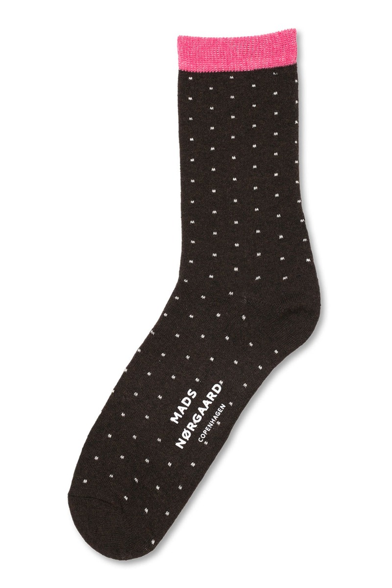 Mads Nørgaard Stømper Sock Pair Ana Mix Blue Stripe Black Coffee Dot