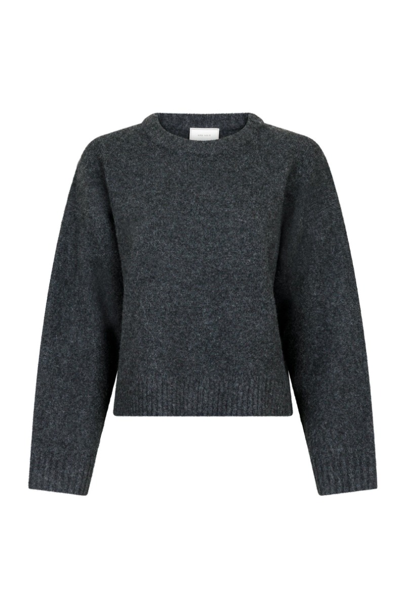 Neo Noir Strik Detri Solid Knit Blouse Antracit