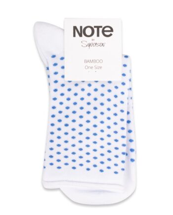 Oroblu Strømper Note Woman Bamboo Dots Roll Top White Blue Dots