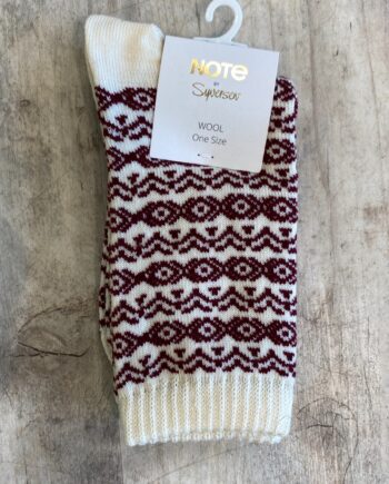 Oroblu Strømper Note Woman Wool Pattern Off White Burgundy