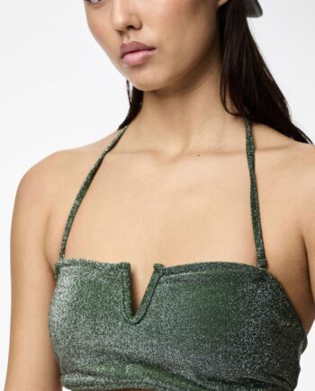Pieces Badetøj Pc Bling Bikini Bandeau Top Lurex Sww Dark Green Silver Lur