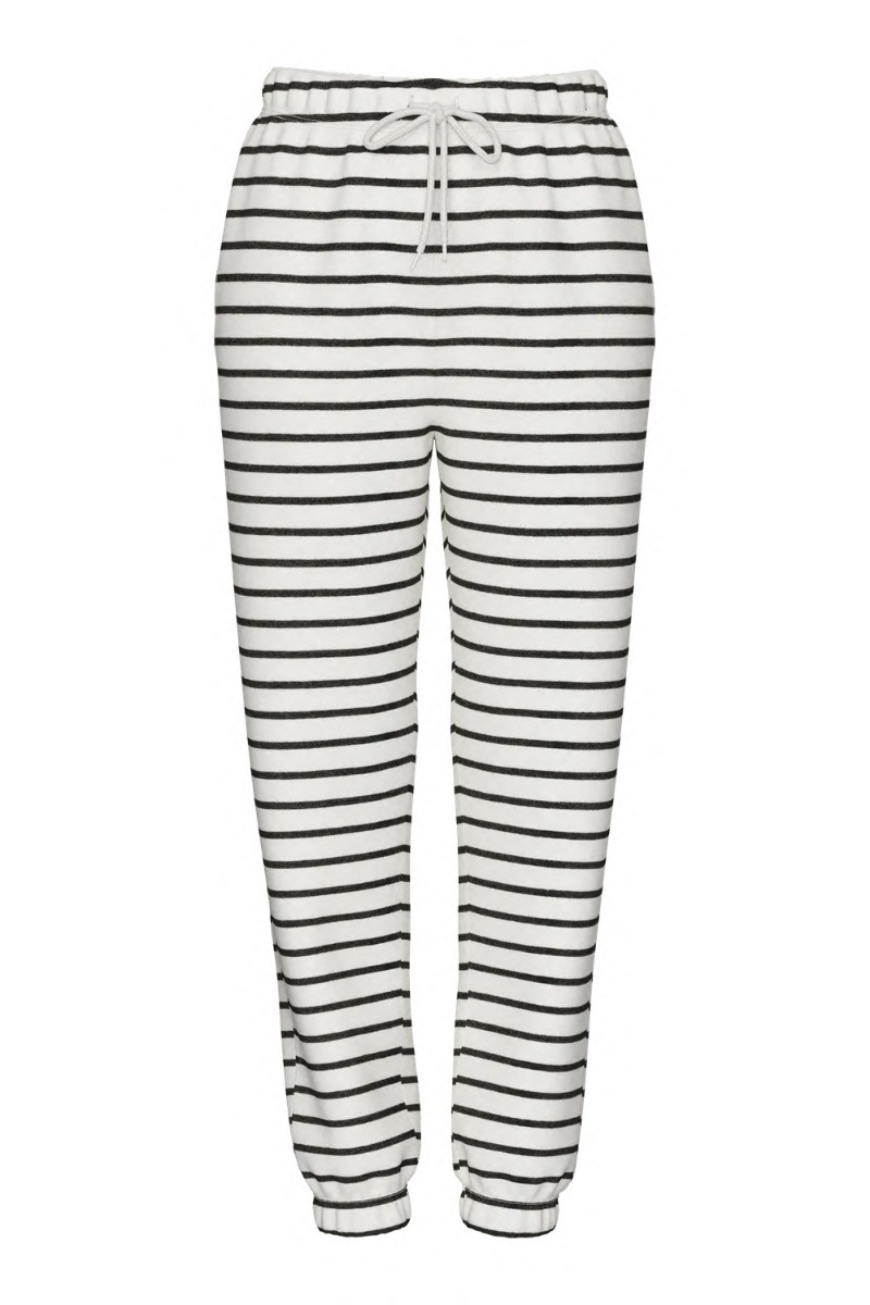 Pieces Bukser Pc Chilli Hw Sweat Pants Stripes Cloud Dancer Black Stripes