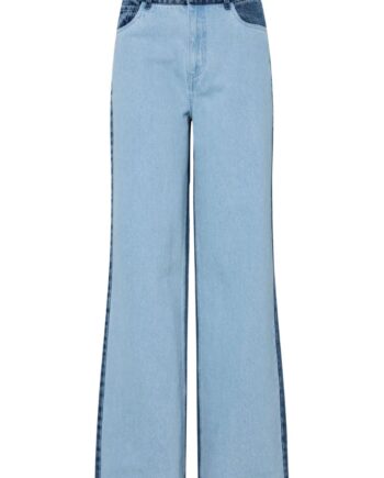 Pieces Jeans Pc Famy Hw Wide Denim Jeans- Light Blue Denim