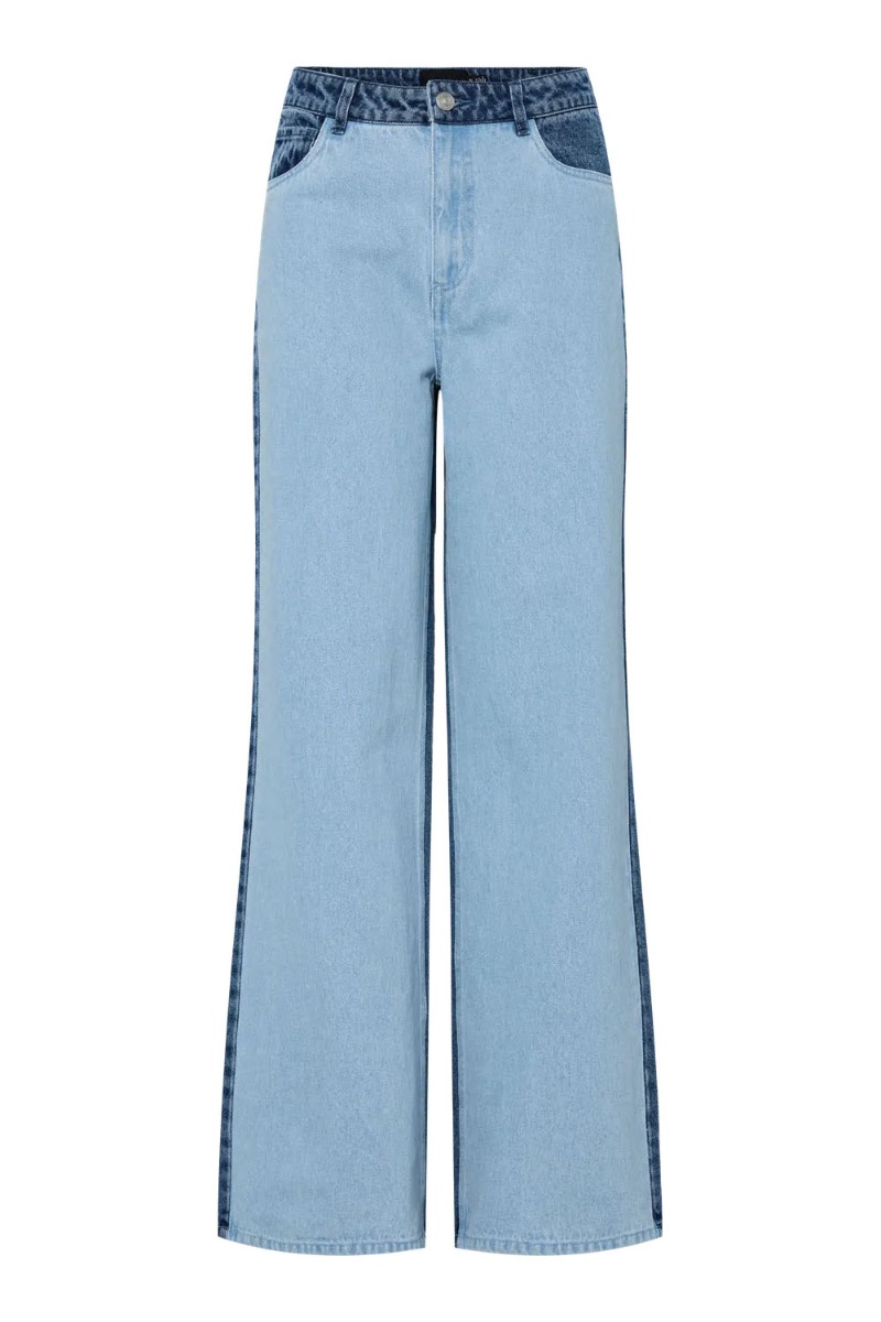 Pieces Jeans Pc Famy Hw Wide Denim Jeans- Light Blue Denim