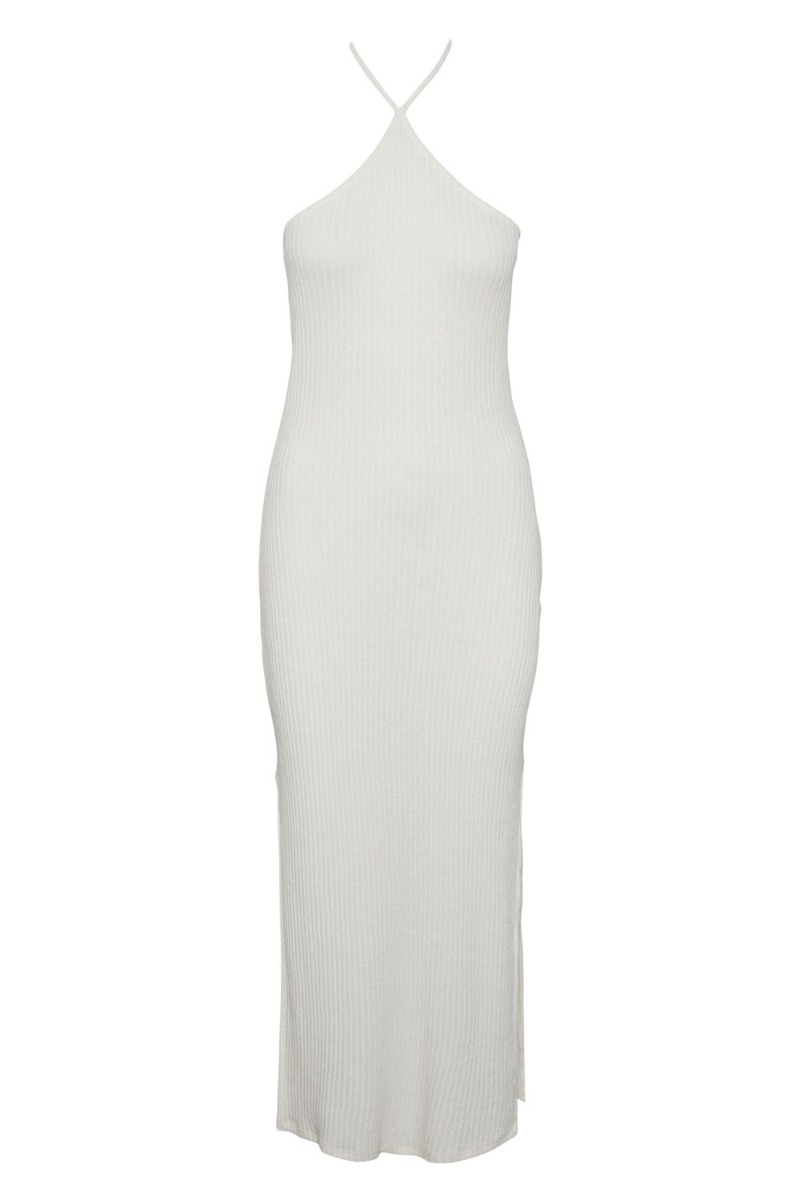 Pieces Kjole Pc Alicia Sl Long Halter Neck Dress Cloud Dancer