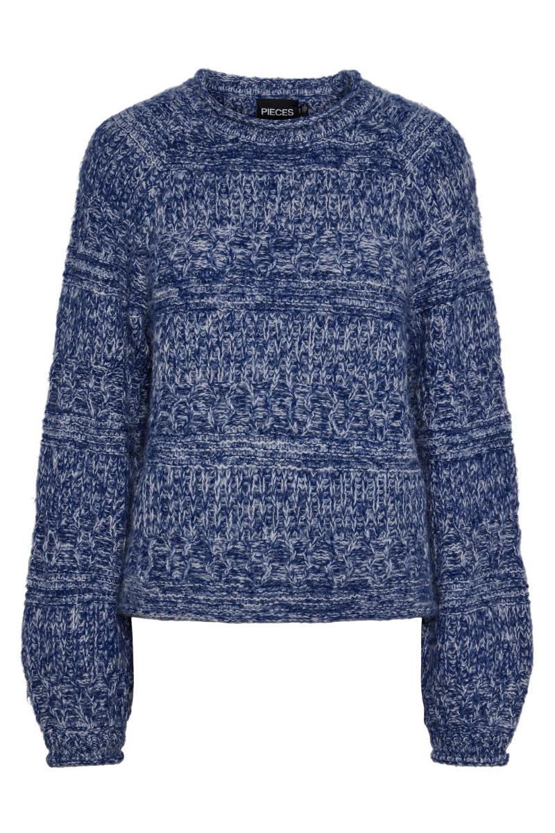 Pieces Strik Pc Nuella Ls -neck Knit Bc Bellwether Blue