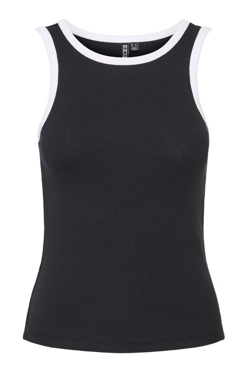 Pieces Top Pc Stephanie Tank Top Black White