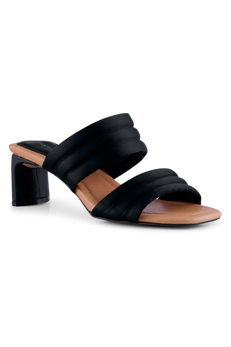 Shoe The Bear Sandaler Sylvi Padded Strap Black Satin Levering Cirka Hverdage