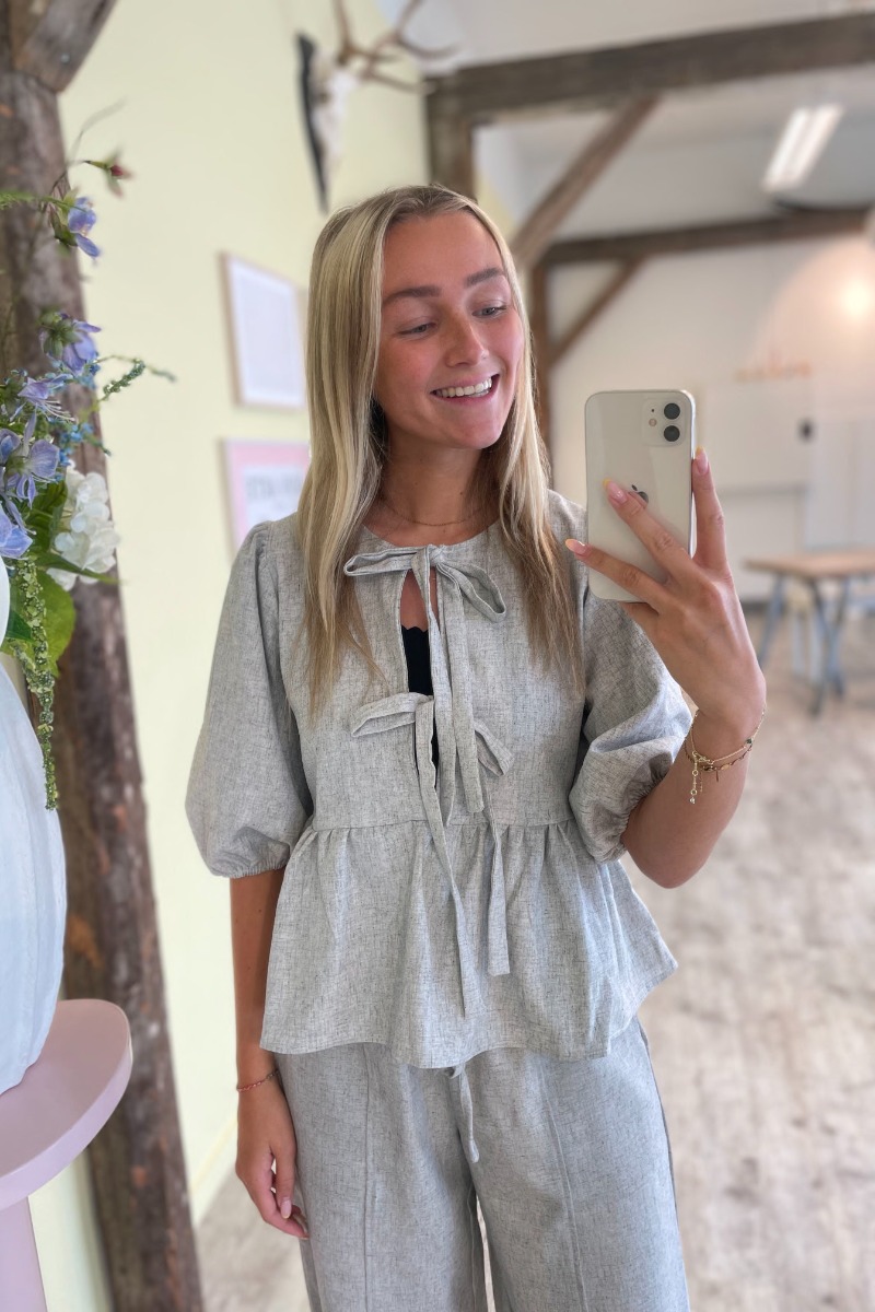 Sisters Point Bluse Nell- Top Grey Melange