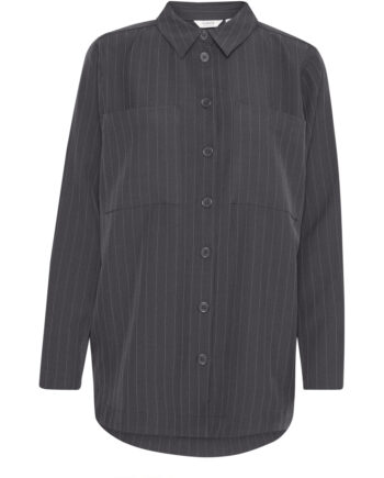 Young Dame Skjorte Bymmidde Dark Grey Mel  Pinstripe Mix