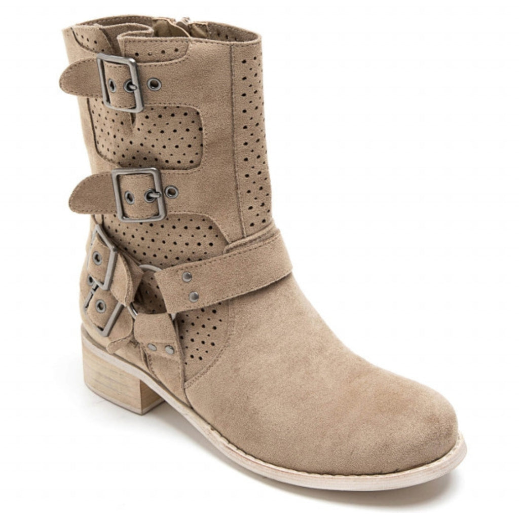 Celine Dame Bikerstøvler 9635a Khaki