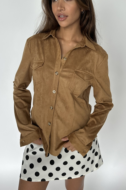 Continue Skjorte Ronja Suede Cognac