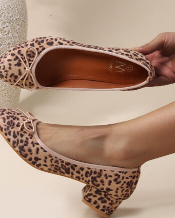 Elvira Dame Ballerina Med Hæl Yu5801 Leopard