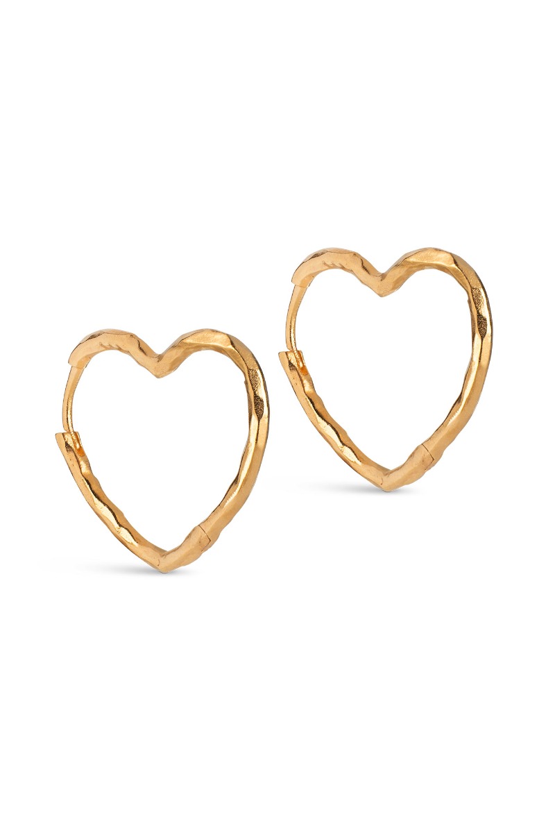 Enamel øreringe Organic Heart Medium Gold