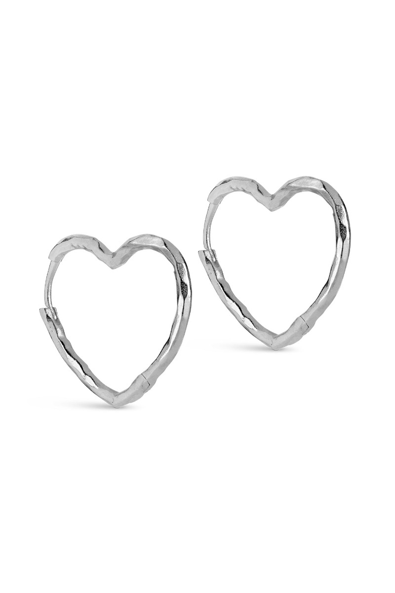 Enamel øreringe Organic Heart Medium Silver