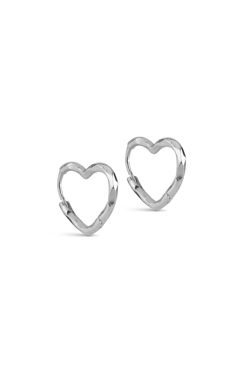 Enamel øreringe Organic Heart Small Silver