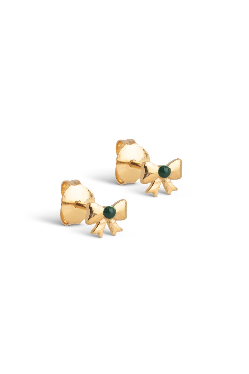 Enamel øreringe Studs Baby Bow Petrol Green