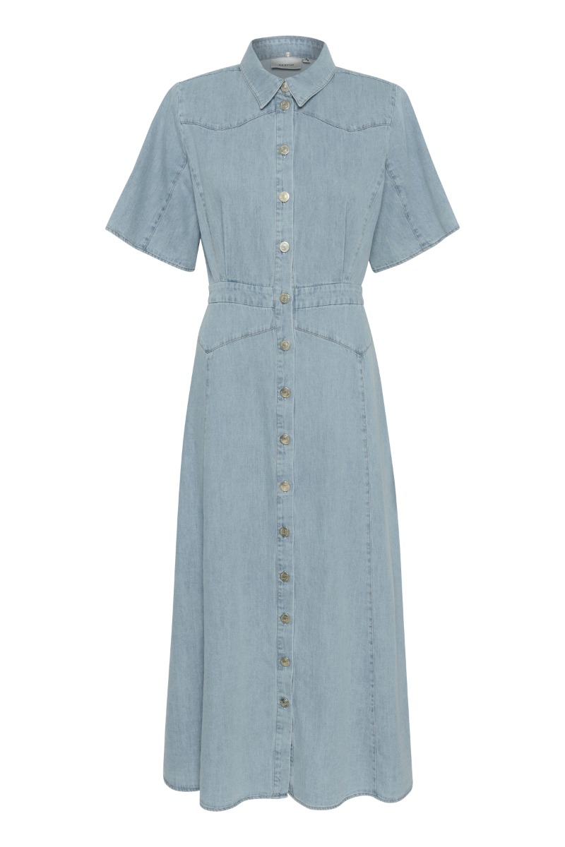 Gestuz Kjole Gzsauda Ss Long Dress Light Blue Washed
