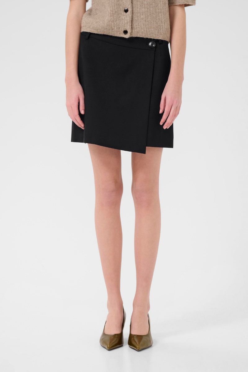 Gestuz Nederdel Paula Melange Mw Wrap Skirt Black