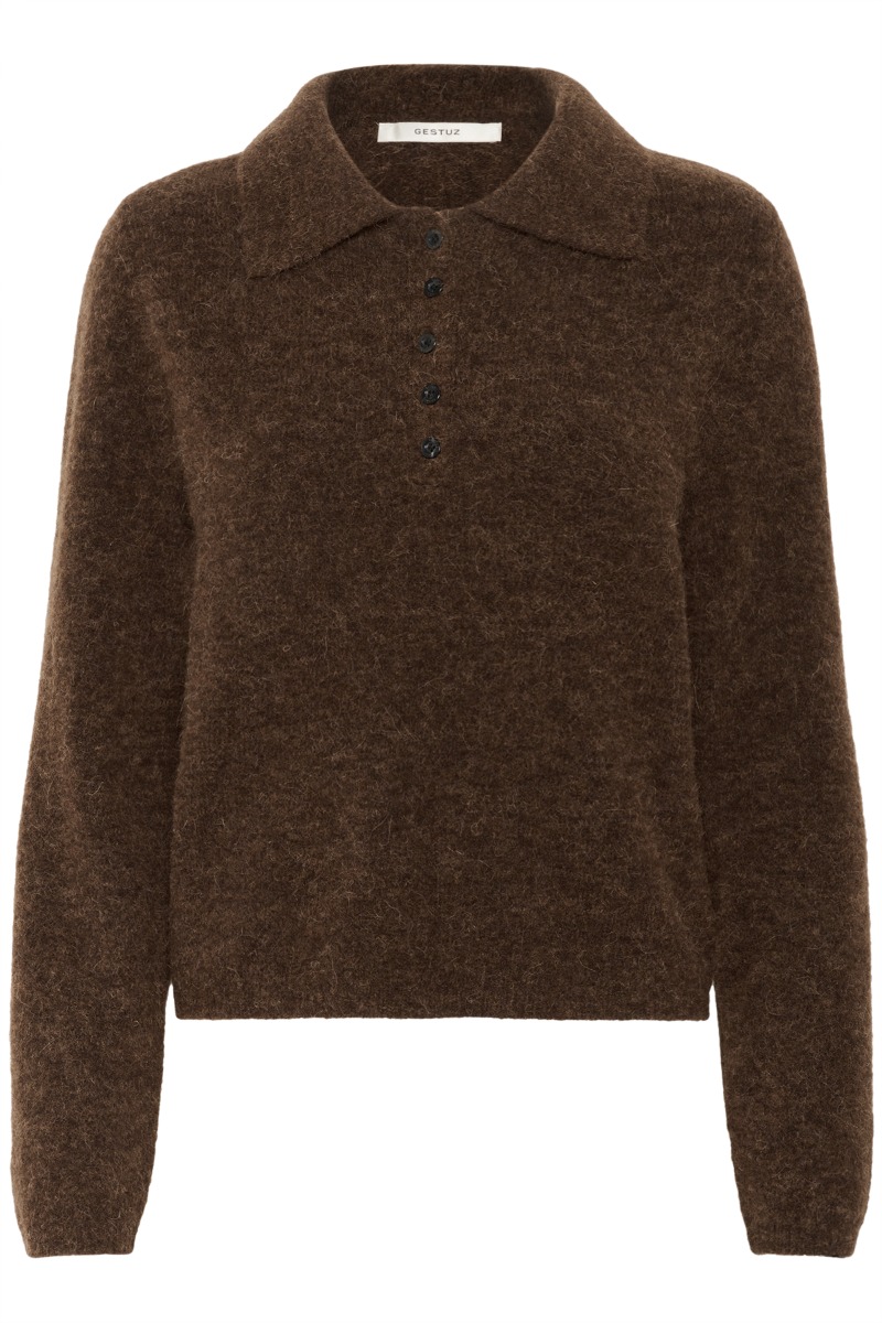 Gestuz Strik Alpha Polo Pullover Buff Mélange