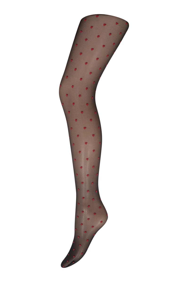 Hype The Detail Strømpebukser Tight Hearts 30d Black Red