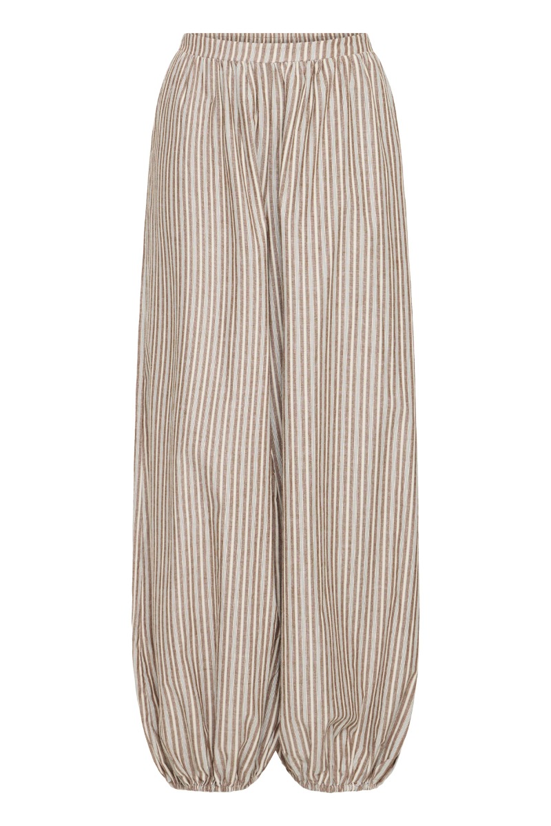 Ichi Bukser Milly Pa Lead Brown Creme Stripe