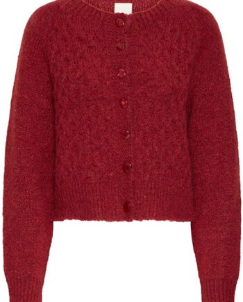 Ichi Cardigan Belablue Red Dahlia