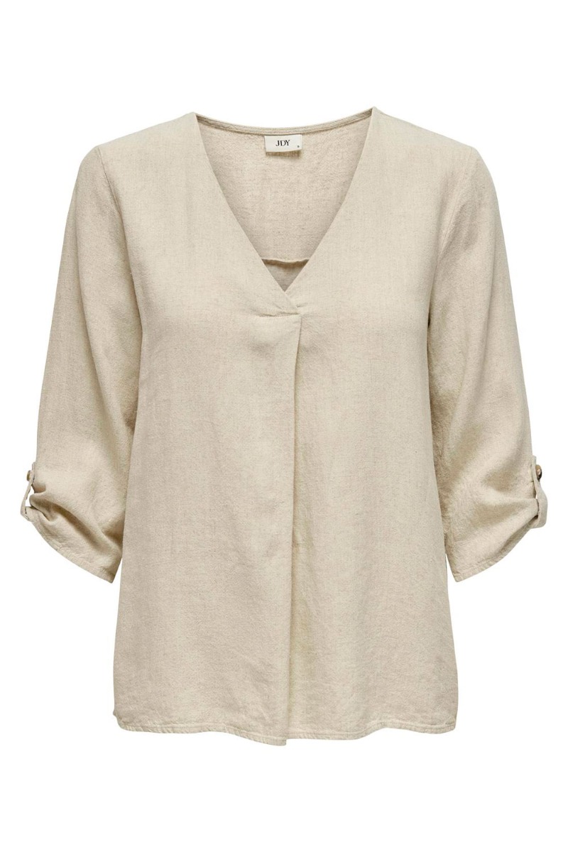 Jdy Bluse Jdy Say Linen -neck Top Dia Oatmeal