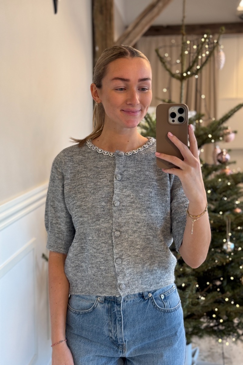 Jdy Cardigan Jdy Alva Life Embellish Cardigan Medium Grey Melange