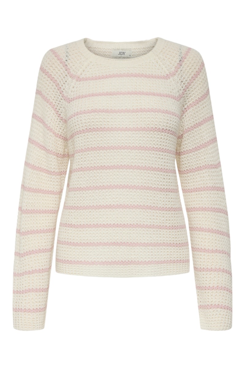 Jdy Strik Ellen Oneck Raglan Pullover Cloud Dancer Light Lilac