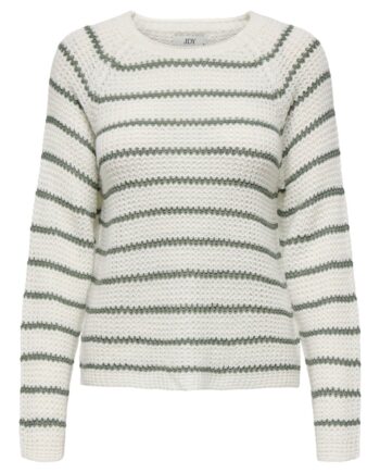 Jdy Strik Ellen     Oneck Raglan Pullover Cloud Dancer Sea Spray
